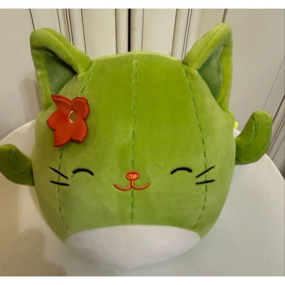Squishmallows Ms. Miss the Cactus Cat Soft Plush Stuffed Animal Toy Green White